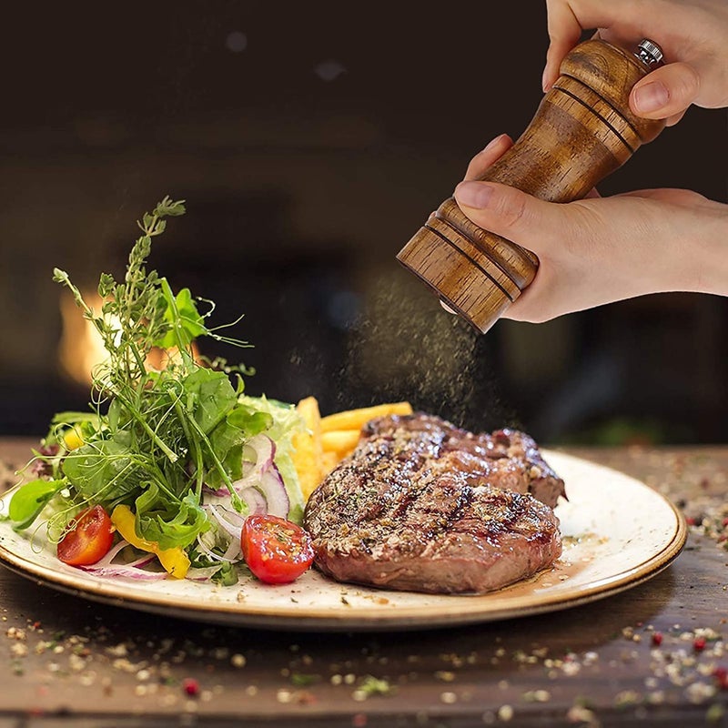 Powstro Pepper Grinder - 5 inch Pepper Mill Pepper Grinder Refillable Oak Salt and Pepper Grinder Set Sea Salt Grinder Ceramic Pepper Mill Grinder Adjustable (1 Pack) - Image 2